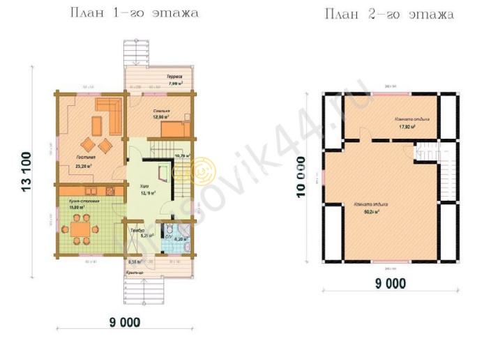 Проект №55 дома из бруса 9х10