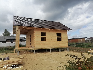 Дом 6х6м с террасой 2х6м из профилированного бруса 145х145мм в д. Горчухино, Наро-Фоминский район, Московская область - фото процесса строительства