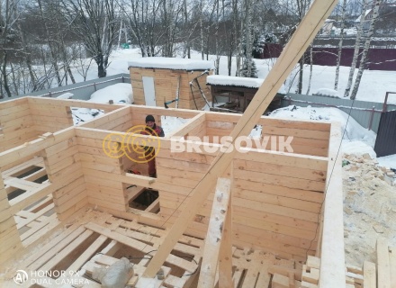 Дом 6х8 м из обрезного бруса 150х150 мм по проекту № 34  в селе Лужки, городской округ Истра, Московская область