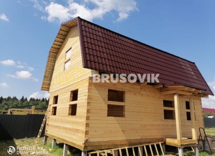 Дом 6х9м с ломаной крышей из профилированного бруса 145х145мм в с. Атепцево, Наро-Фоминский район, Московская область