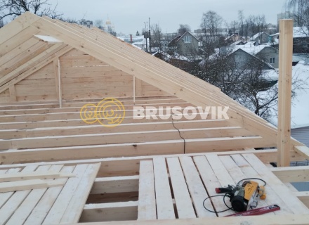 Двухэтажный дом 6х12м с террасой 3х6м из обрезного бруса 150х150мм по индивидуальному проекту в г. Иваново