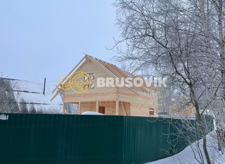 Полутораэтажный дом 6х8м с террасой из профилированного бруса 145х145мм по индивидуальному проекту в СТ Виктория, г. Кострома