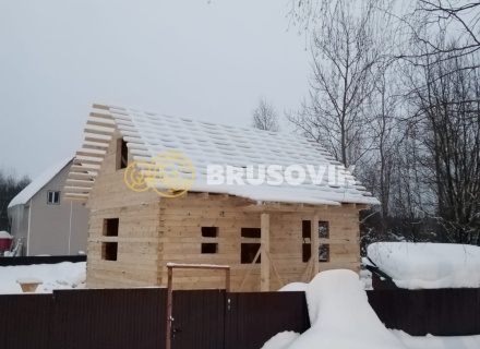 Дом 6х8 м из обрезного бруса 150х150 мм по проекту № 34  в селе Лужки, городской округ Истра, Московская область