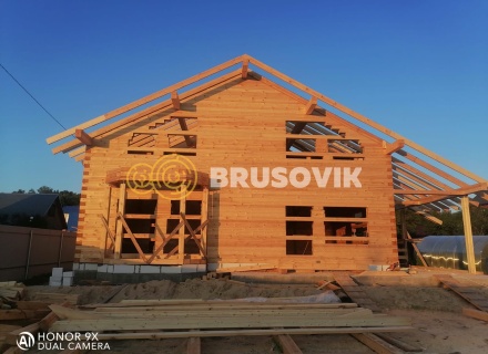 Дом 11х12 м с эркером и террасой 3х12 м из профилированного бруса 145х195мм по проекту № 44 в СНТ Авиатор, Суздальский район, Владимирская область