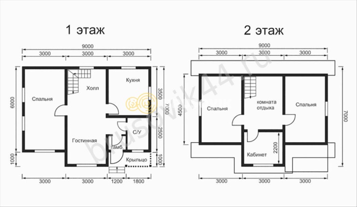 Проект №14 дома из бруса 9х7