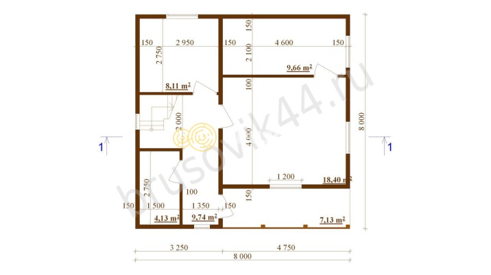 Проект №46 дома из бруса 8x8