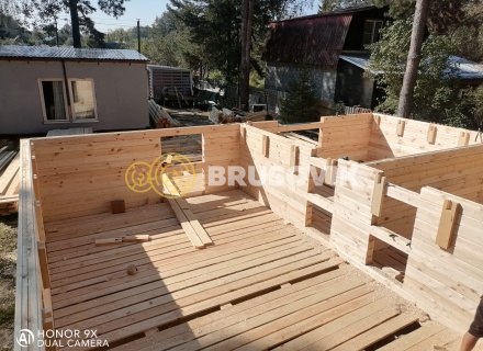 Дом 8х9м с открытой террасой 2х9м по индивидуальному проекту из профилированного бруса 145х145мм в СНТ &quot;Конник&quot;, Раменский район, Московская область