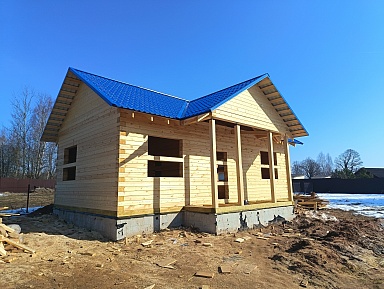 Дом 6х10м из профилированного бруса 145х145мм в д. Покровские Горки, Угличский район, Ярославская область - фото процесса строительства