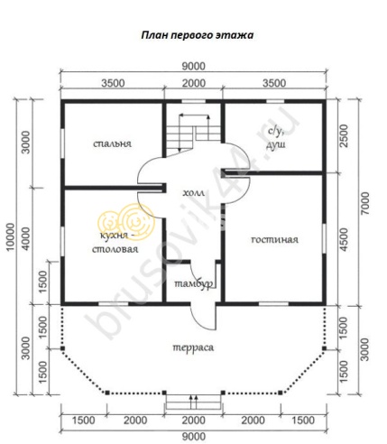 Проект №63 дома из бруса 9х10