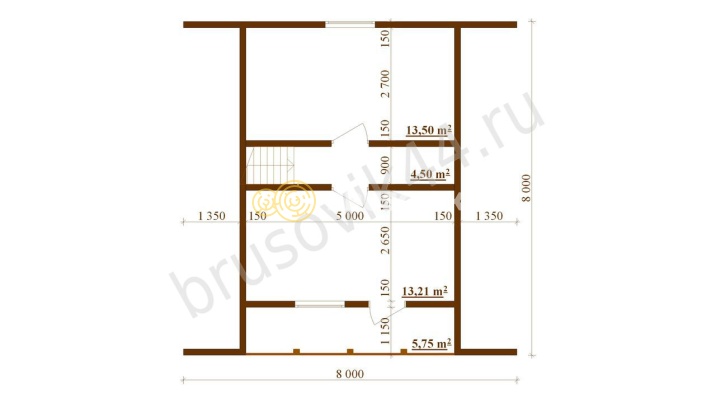 Проект №46 дома из бруса 8x8