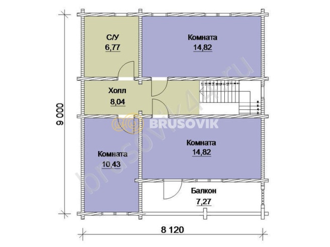 Проект №45 дома из бруса 9x9,72