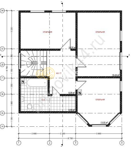 Проект №43 дома из бруса 9,7х8,7