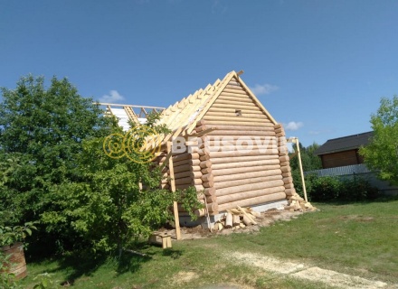 Баня 6х9 м в полтора этажа из строганного бревна ручной рубки в д. Никитское, городской округ Истра, Московская область