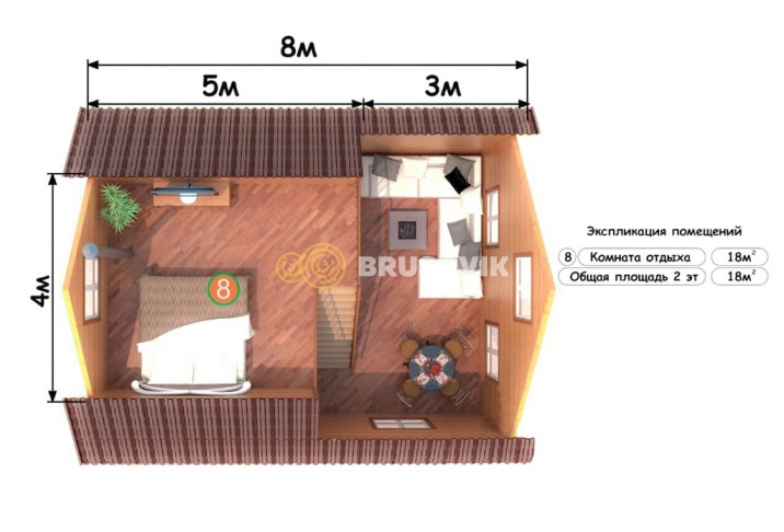 Проект №21 баня из бруса 6х8