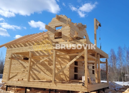 Дом 9х11м из обрезного бруса 150х150 мм по индивидуальному проекту в СТ Союз-Чернобыль-Сестрореченское, Дмитровский р-н., Московская область
