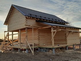 Дом 9х9 из профилированного бруса 145х195 мм, Костромская область, поселок Зарубино - фото процесса строительства