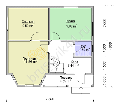 Проект №16 дома из бруса 7х7,5