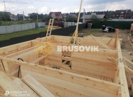 Дом 6х9м с ломаной крышей из профилированного бруса 145х145мм в с. Атепцево, Наро-Фоминский район, Московская область