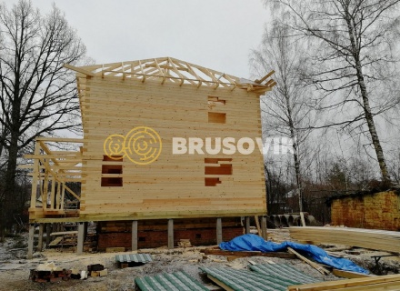 Двухэтажный дом 9х10 м из профилированного бруса 145х195 мм в СНТ Шараповские сады, городской округ Серпухов, Московская область