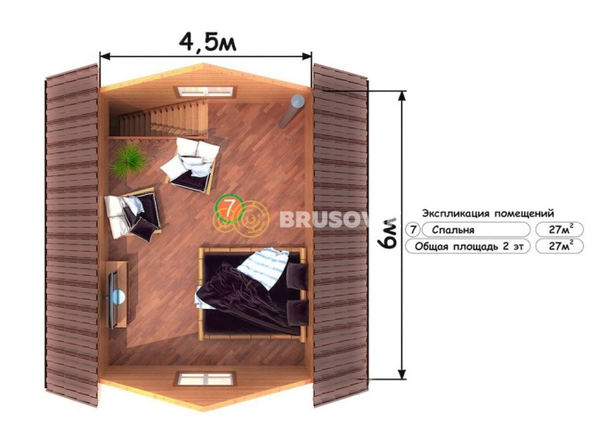Проект №19 баня из бруса 6х6