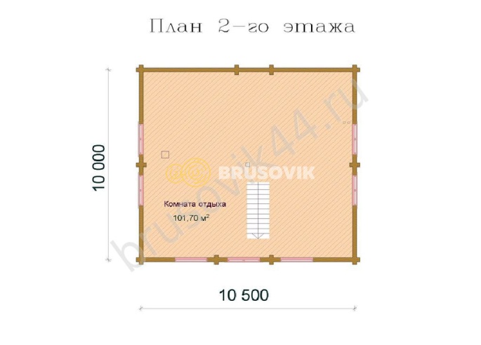Проект №57 дома из бруса 10,5х12,5
