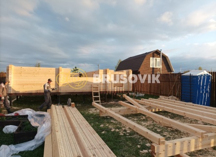 Баня 6х8 м из профилированного бруса 145х145 мм с рубкой углов &quot;в чашу&quot; по индивидуальному проекту в д. Вятчинки, Ивановоская область