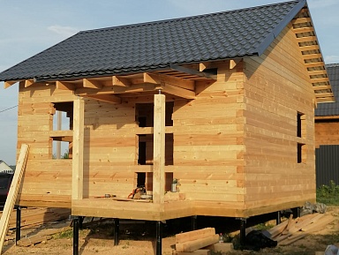 Дом 6х6м по индивидуальному проекту профилированного бруса 145х145мм в д. Яковлево, Тутаевский район, Ярославская область - фото процесса строительства