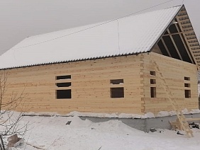 Дом 9х12м из профилированного бруса 145х145 мм в д. Мытишино, Угранский район, Смоленская область - фото процесса строительства