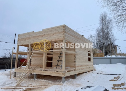 Полутораэтажный дом 6х8м с террасой из профилированного бруса 145х145мм по индивидуальному проекту в СТ Виктория, г. Кострома