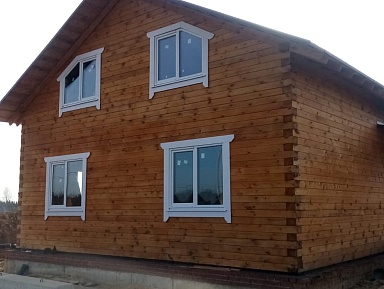 Полутораэтажный дом 9х9 м из профилированного бруса 145х195 мм по индивидуальному проекту в д. Малые Козлы, Калужской области - фото процесса строительства