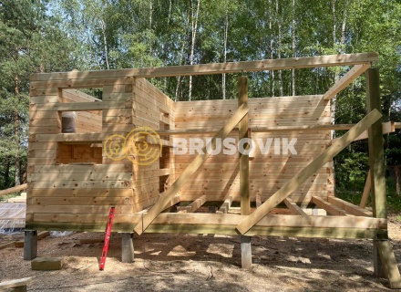 Баня 6х9м по индивидуальному проекту из профилированного бруса 145х145мм в д. Петрищево, Рузский район, Московская область