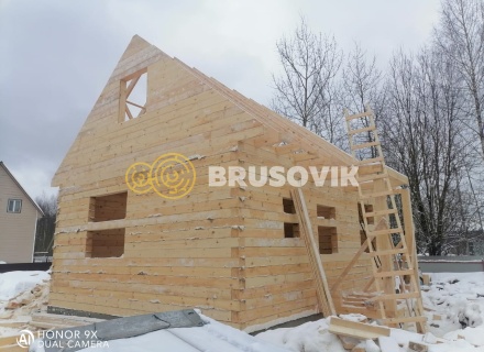 Дом 6х8 м из обрезного бруса 150х150 мм по проекту № 34  в селе Лужки, городской округ Истра, Московская область