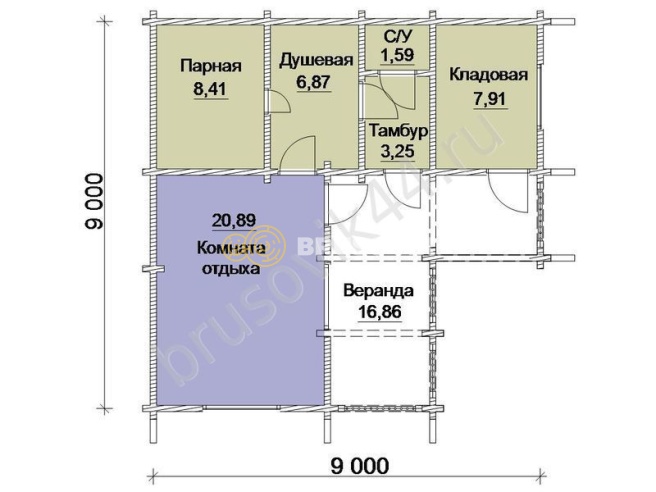 Проект №7 баня из бруса 9х9