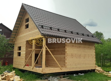 Баня 6х6 м из профилированного бруса 145х145 мм в д. Красные Орлы, городской округ Чехов, Московская область